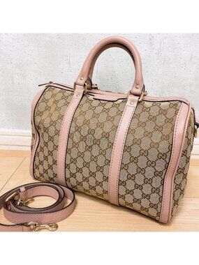 Gucci GG Canvas 2-Way Boston Bag Pink